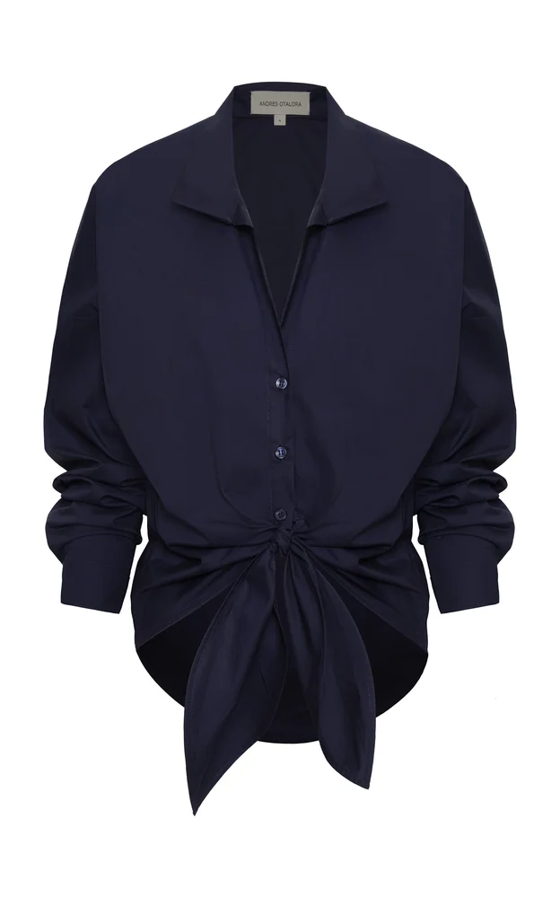 Dalila Tie-Front Cotton Blouse