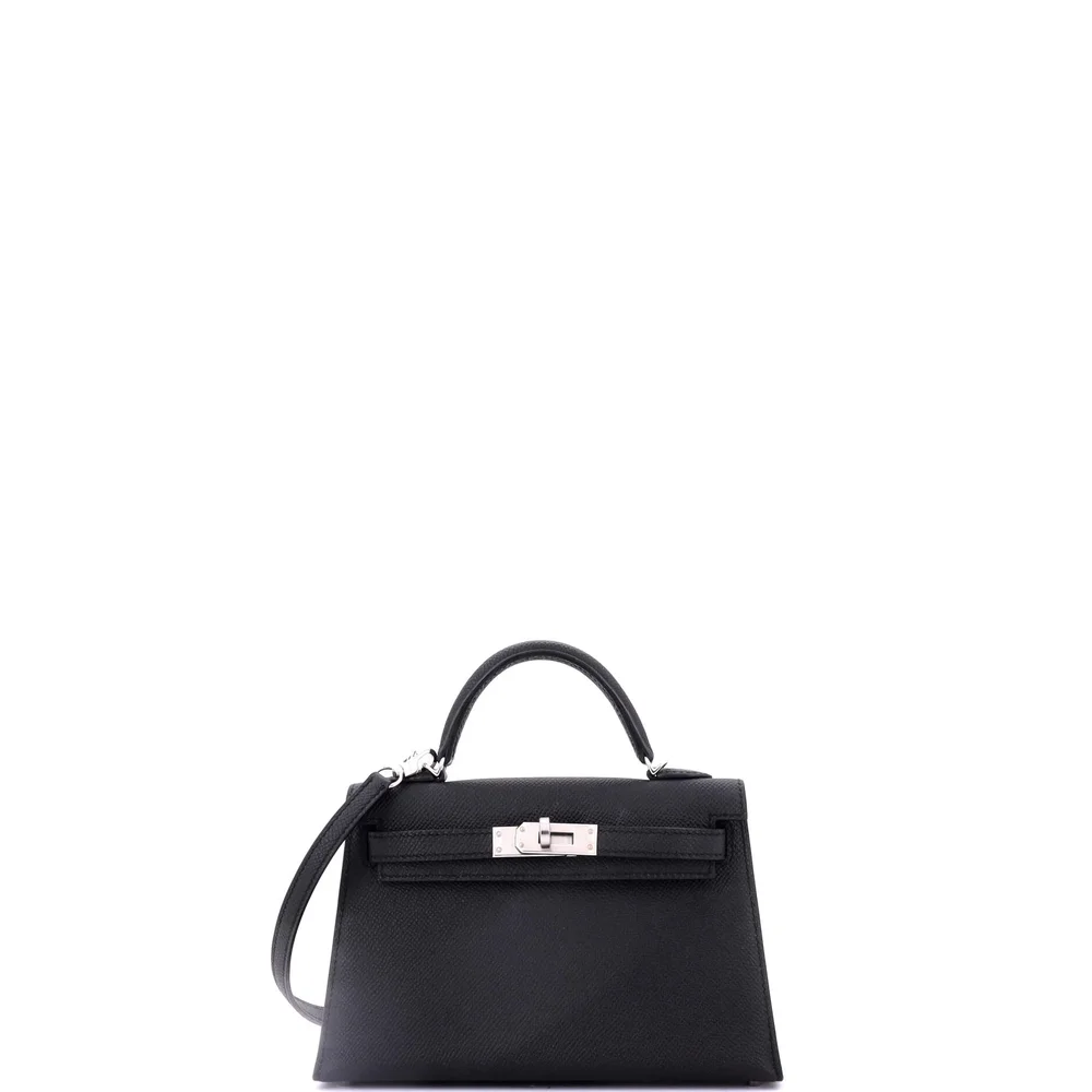 Pre-Owned Kelly Mini II 20 Noir Epsom, Palladium Hardware