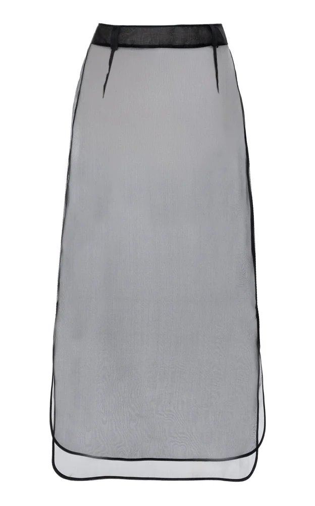 Sheer Silk Midi Skirt