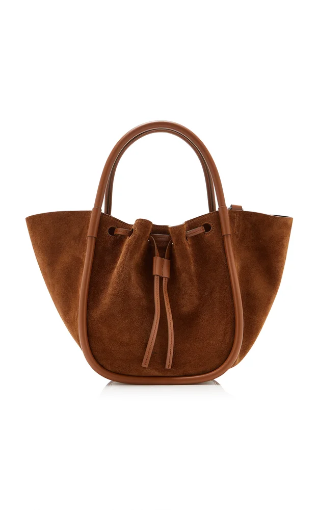 Ruched Small Suede Tote