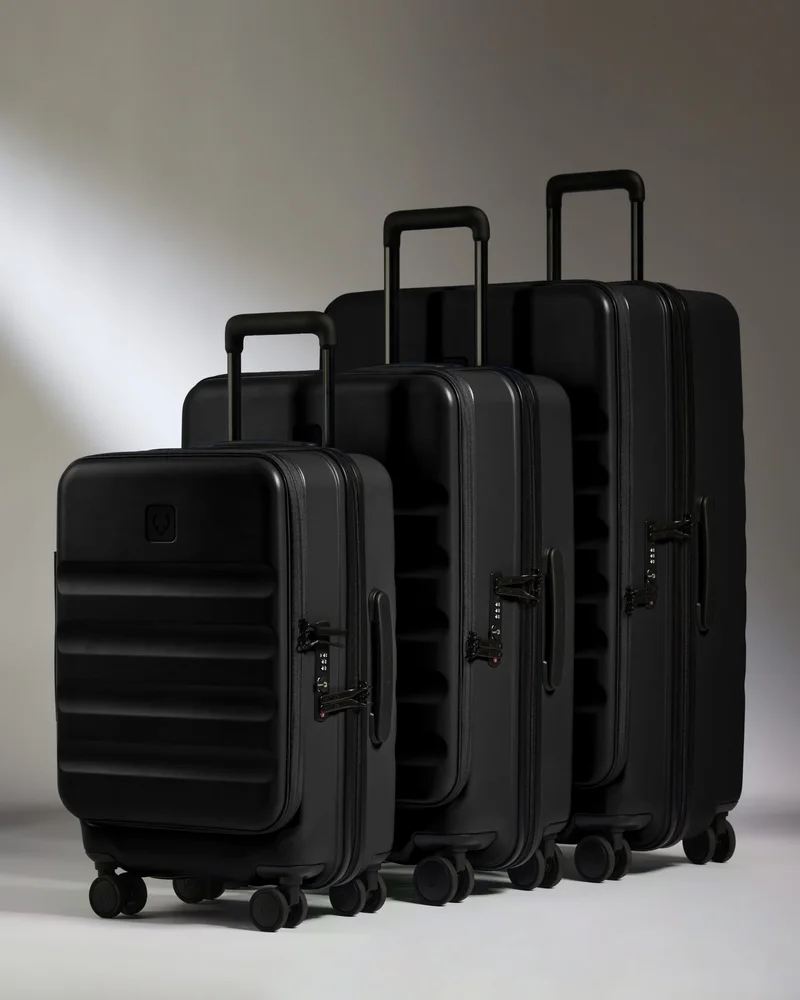 Dual Opening Luggage Set in Black - Icon Stripe