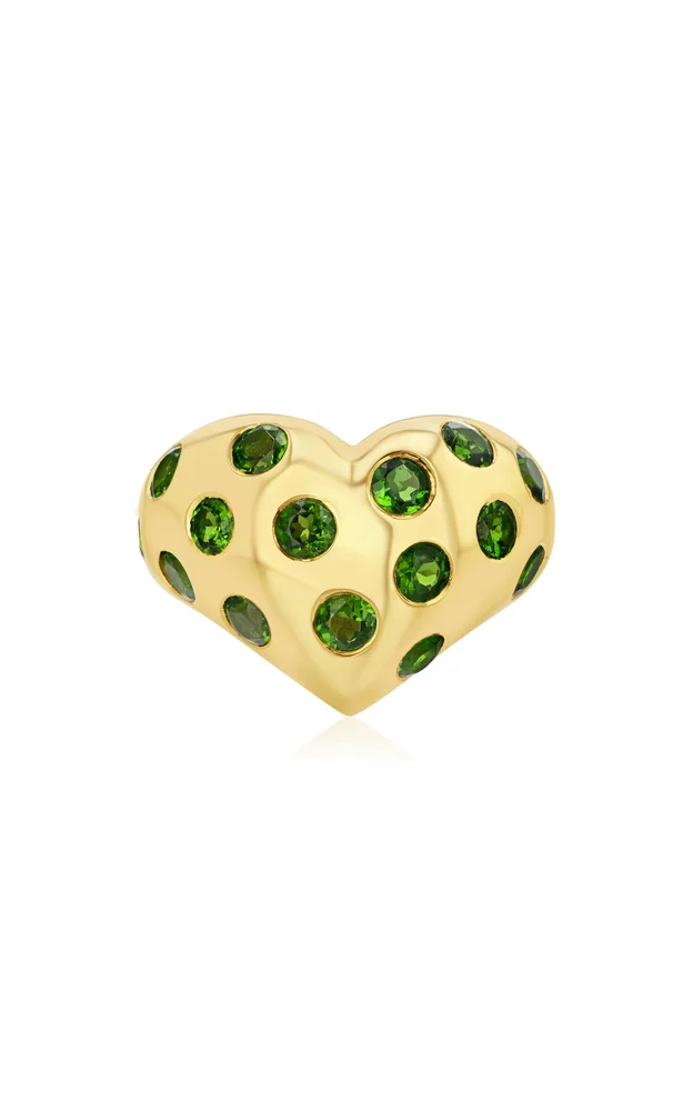 14K Yellow Gold Chrome Diopside Ring