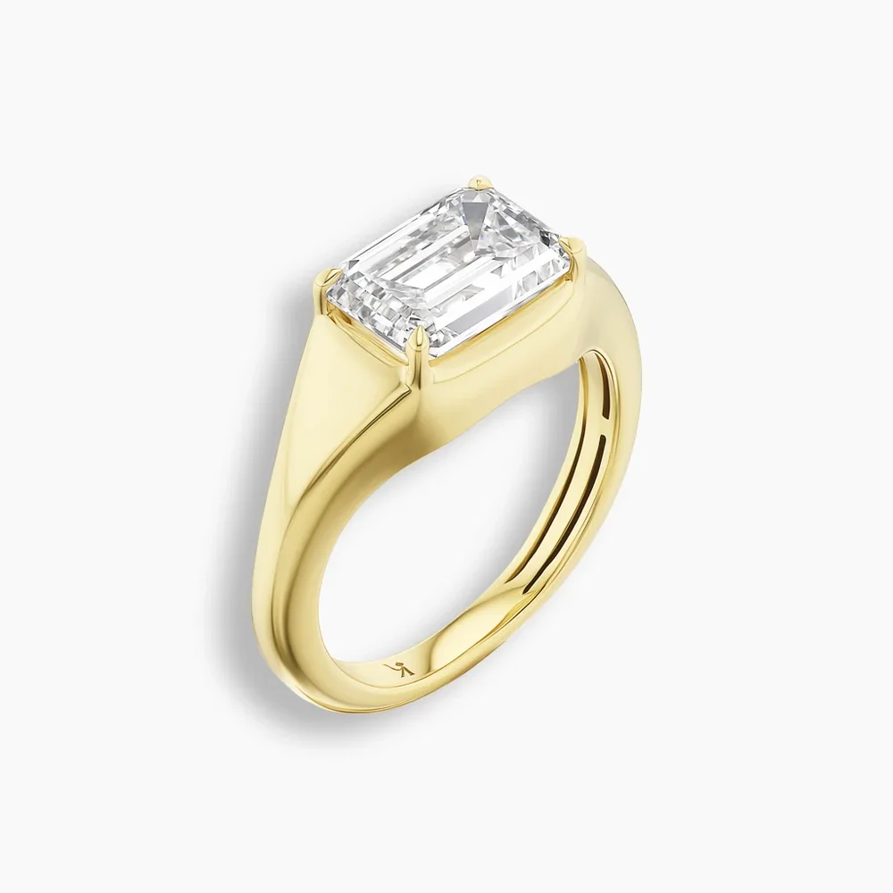 East West Emerald Cut Diamond Meridian Ring