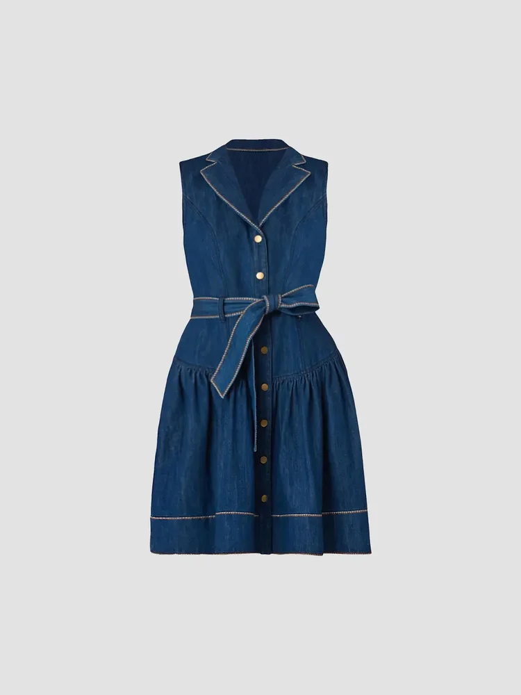 Mae Denim Tie-Waist Mini Dress