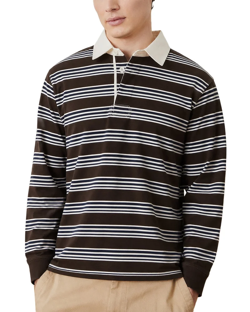 Mini Stripe Rugby Long Sleeve Polo Shirt