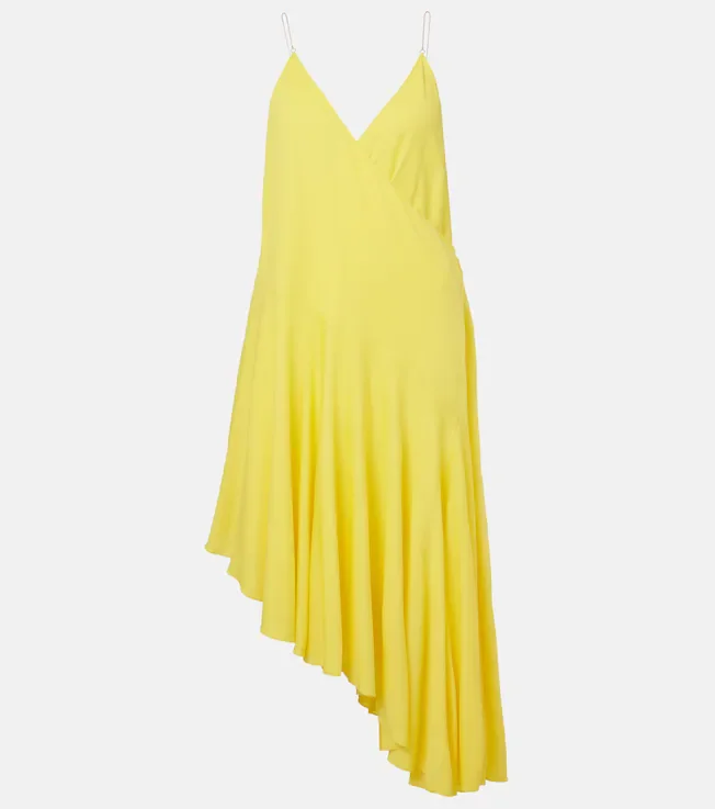 Asymmetric jersey slip dress