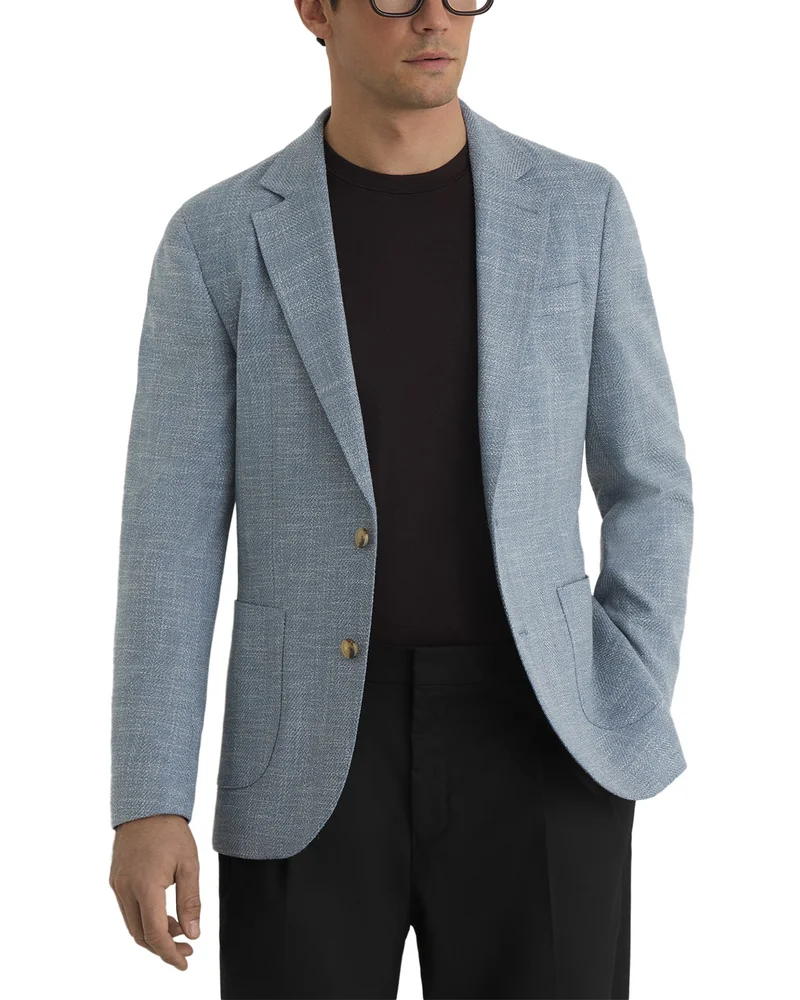 Manci Single Breasted Two Button Notch Herringbone Blazer