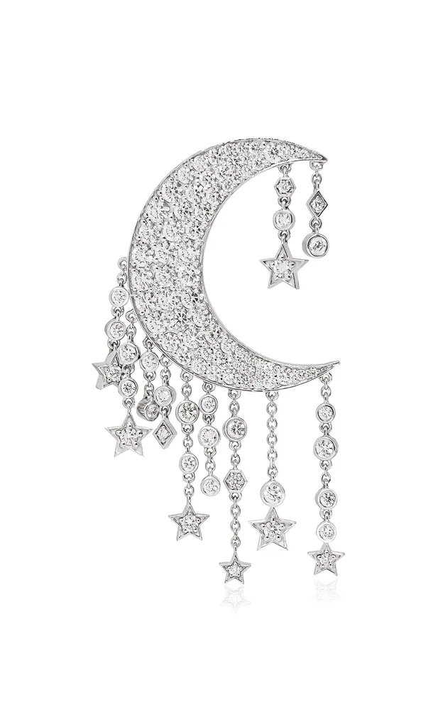 Crescent Moon 18K White Gold Diamond Bag Charm