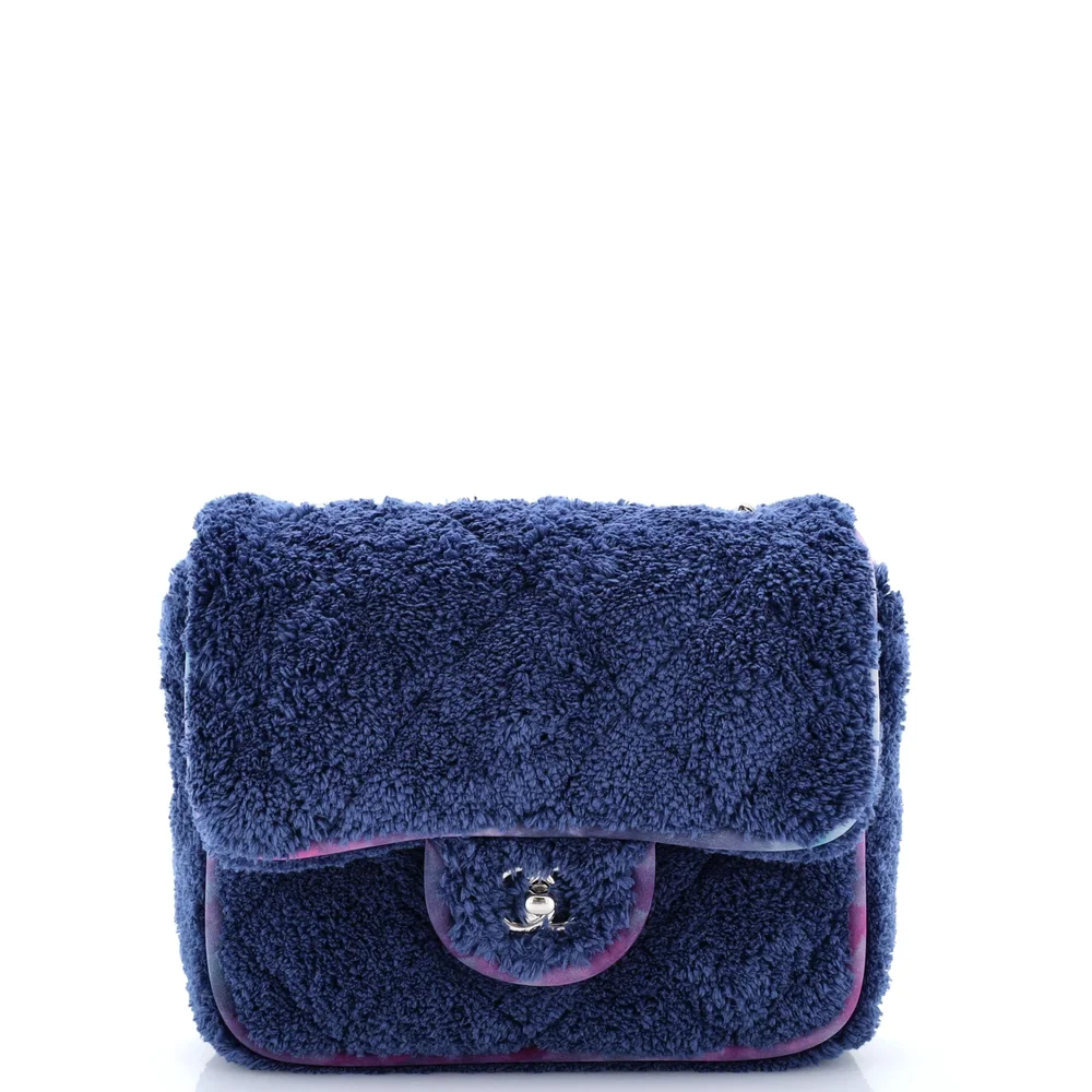 Pre-Owned Chanel Classic Single Flap Bag Quilted Terry Cloth and Ribbon Small
