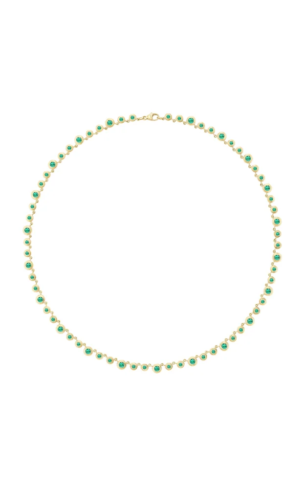 Double Bubble 18K Yellow Gold Emerald Tennis Necklace