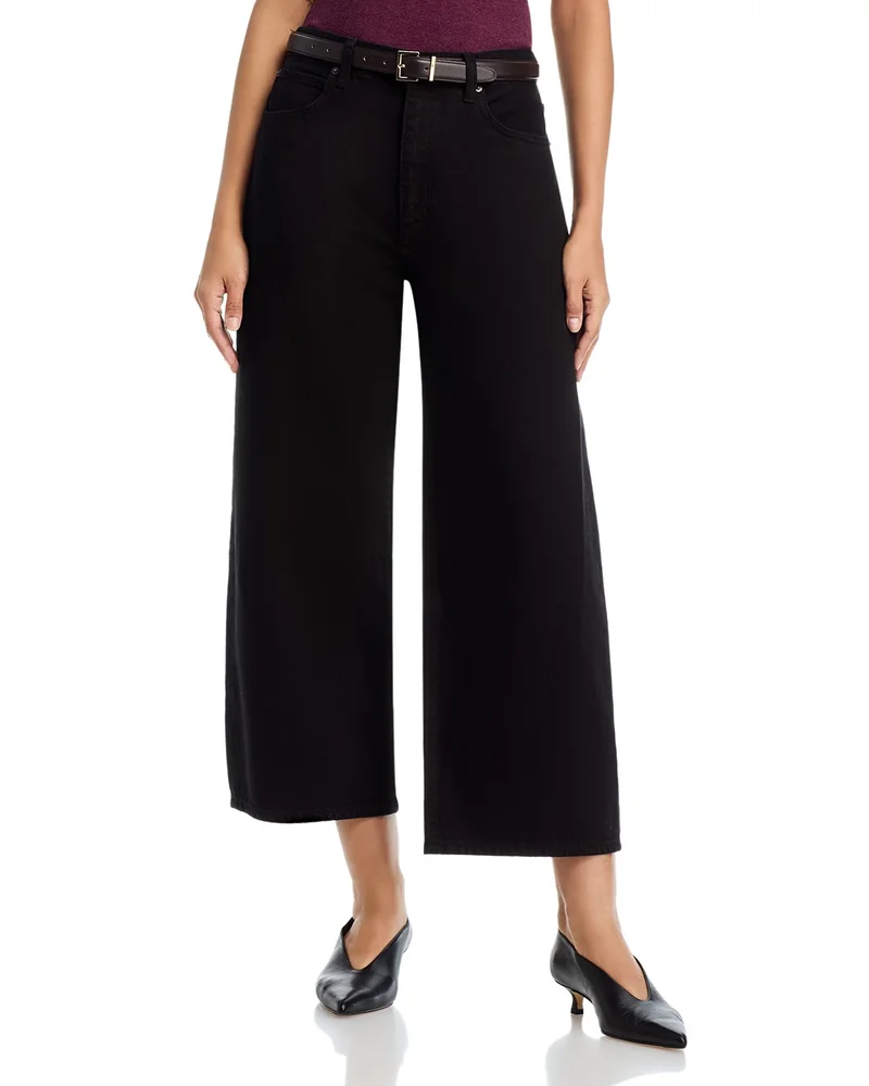 The Bow Crop Wide Leg Jeans in Black