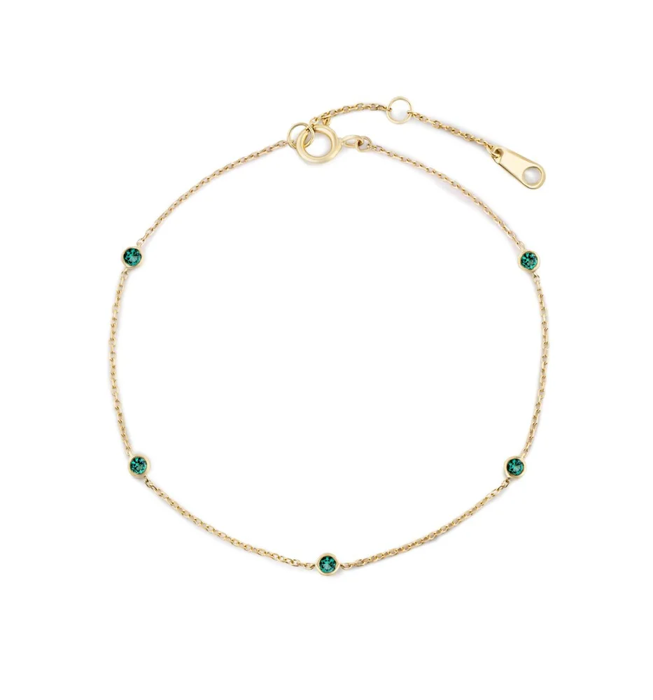 Solid Yellow Gold Birthstone Bracelet