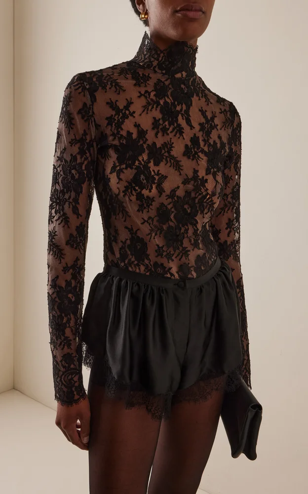 Paulina High Collar Lace Top