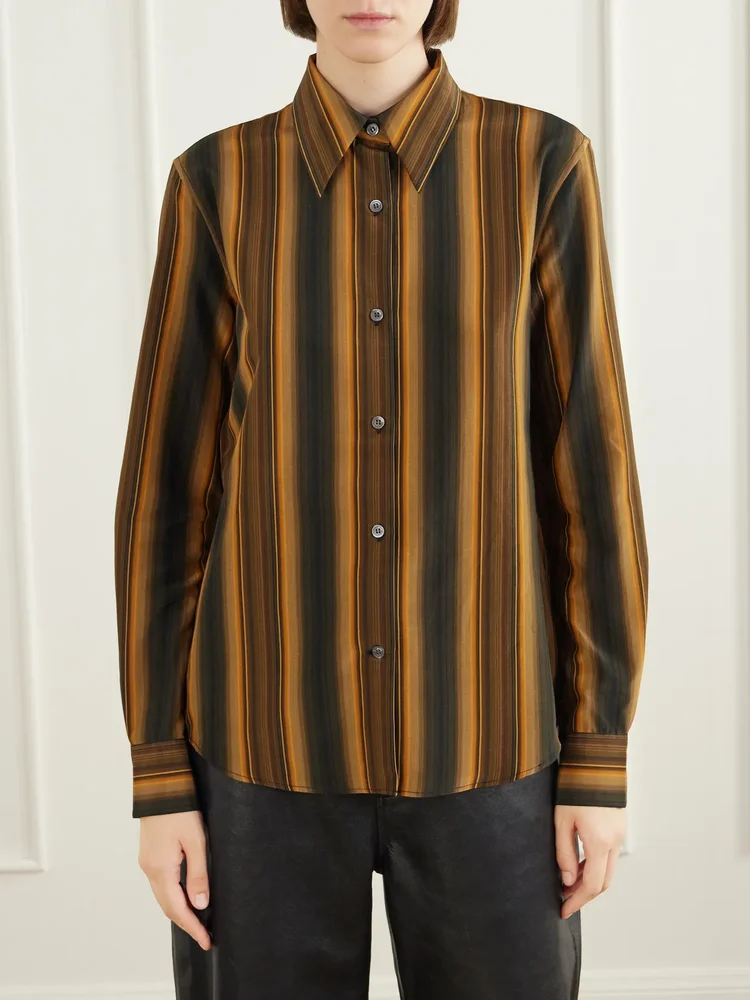 Striped cotton and silk-blend shirt