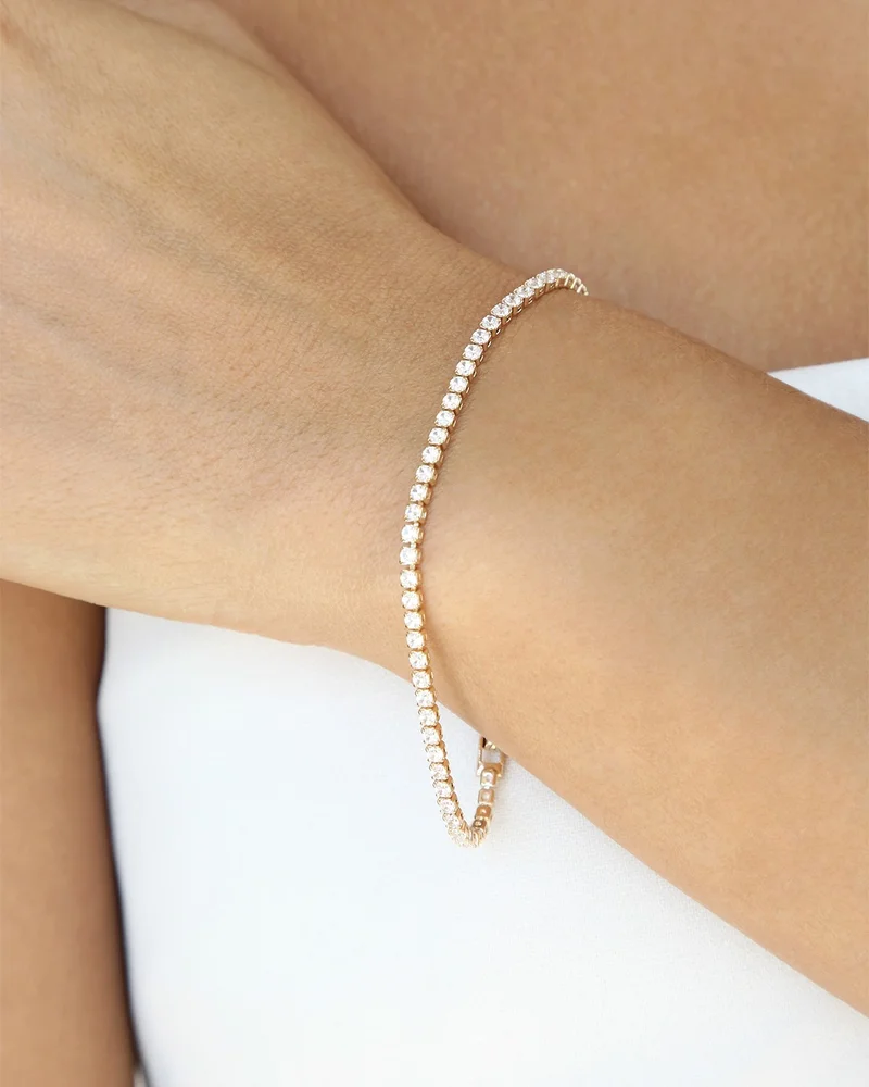 Minimalist Crystal Tennis Bracelet in 18K Gold Plated
