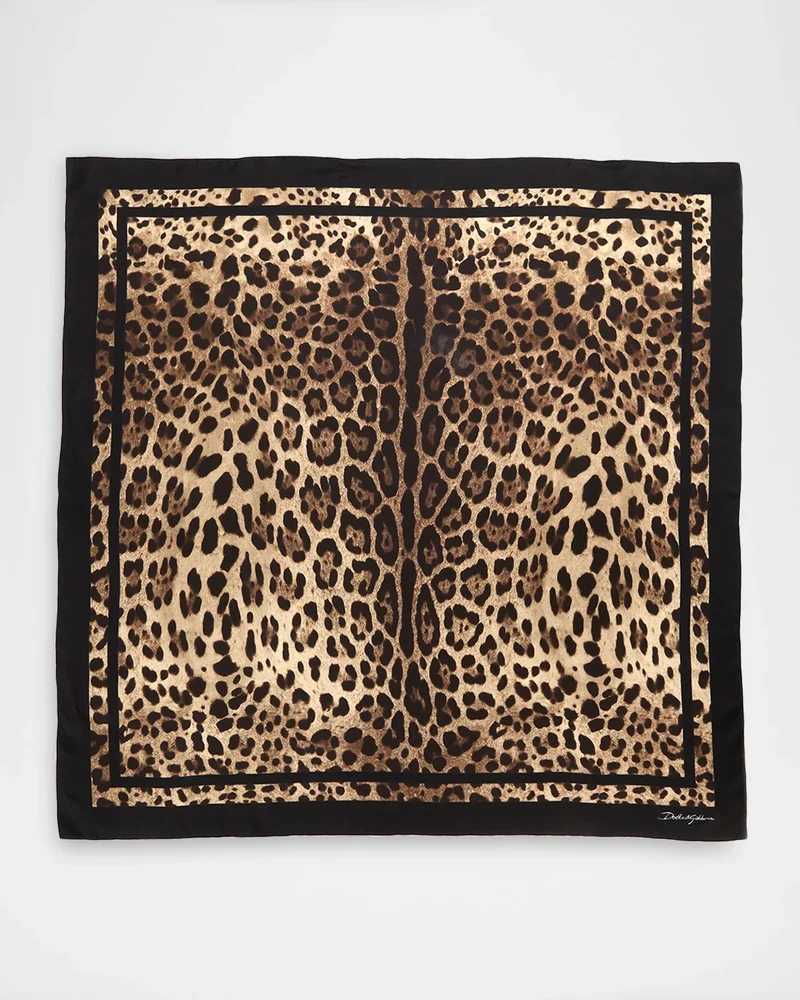 Leopard-Print Silk Twill Scarf