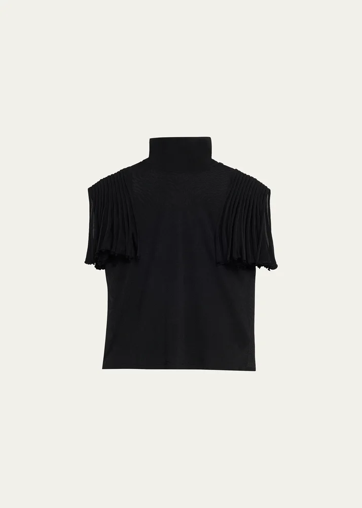 ALAÏA Godet-Sleeve Turtleneck Top