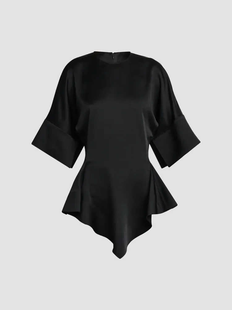 Ruffled satin top