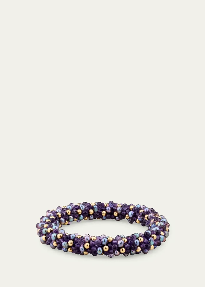14K Amethyst and Freshwater Pearl Terry Bracelet