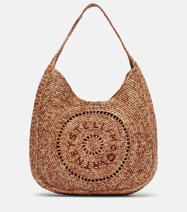 Logo Small raffia shoulder bag