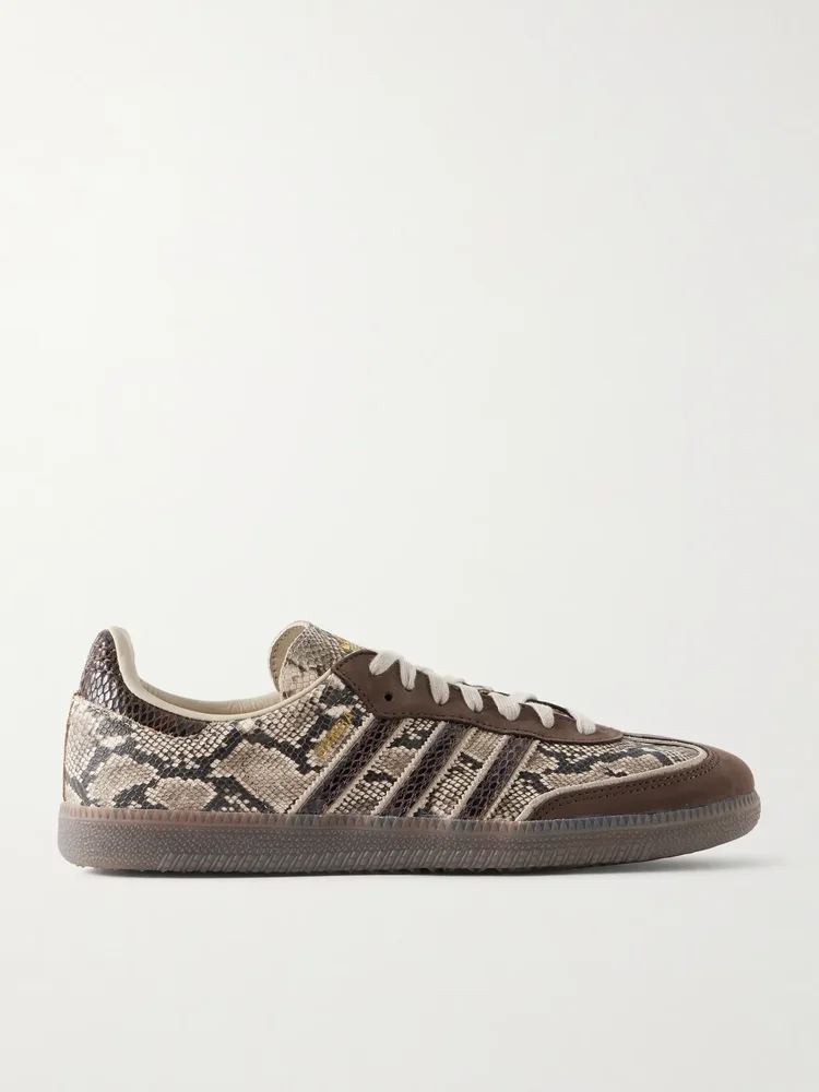 Samba OG suede-trimmed snake-effect leather sneakers