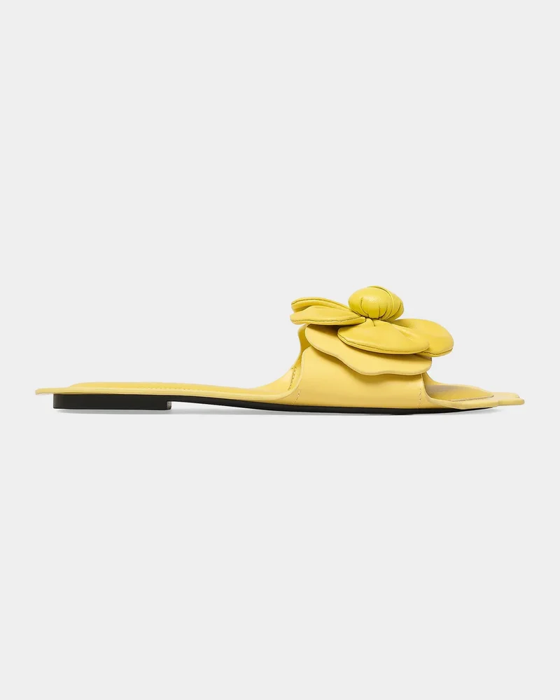 The Daisy Leather Flat Slide Sandals