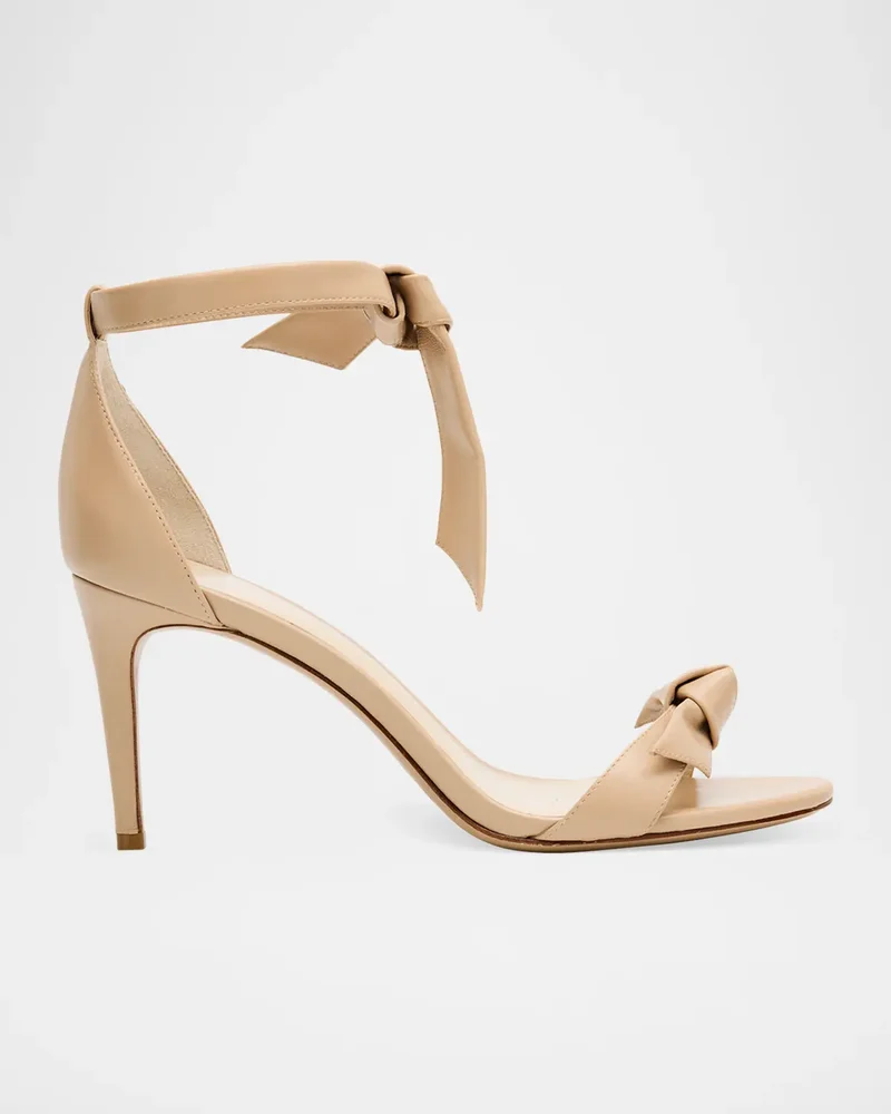 Clarita Leather Bow Ankle-Strap Sandals