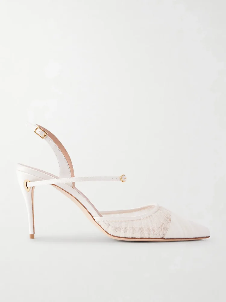 Mattia 85 leather-trimmed lace pumps