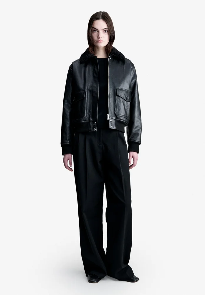Amelia Jacket - Black leather bomber jacket