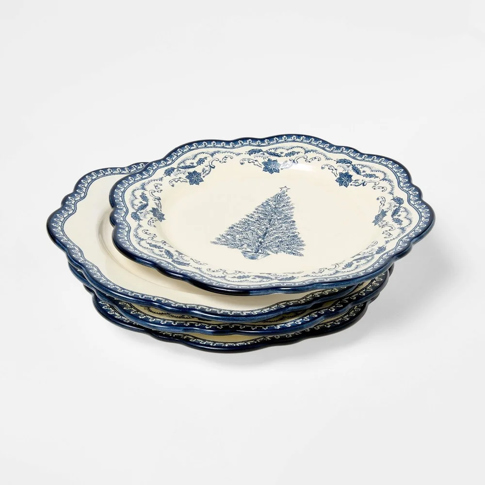 4pk 8.625 in Salad Plate, Blue Pattern