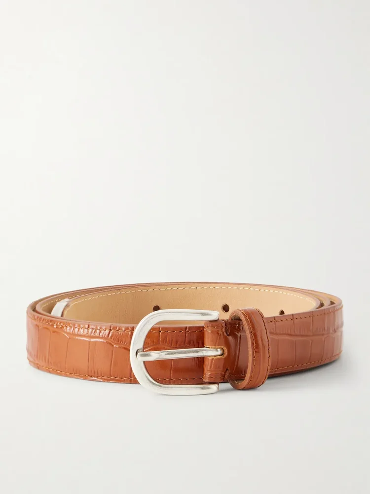 Occasion 2cm Croc-Effect Leather Belt
