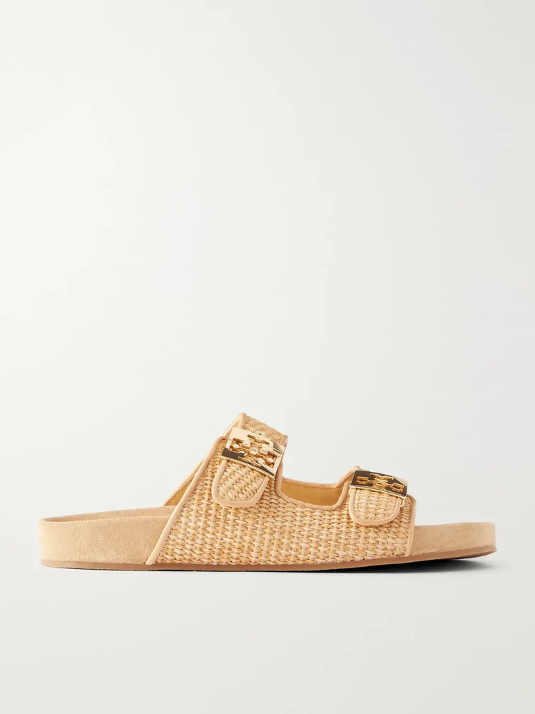 Mellow Logo-Embellished Raffia and Leather Sandals