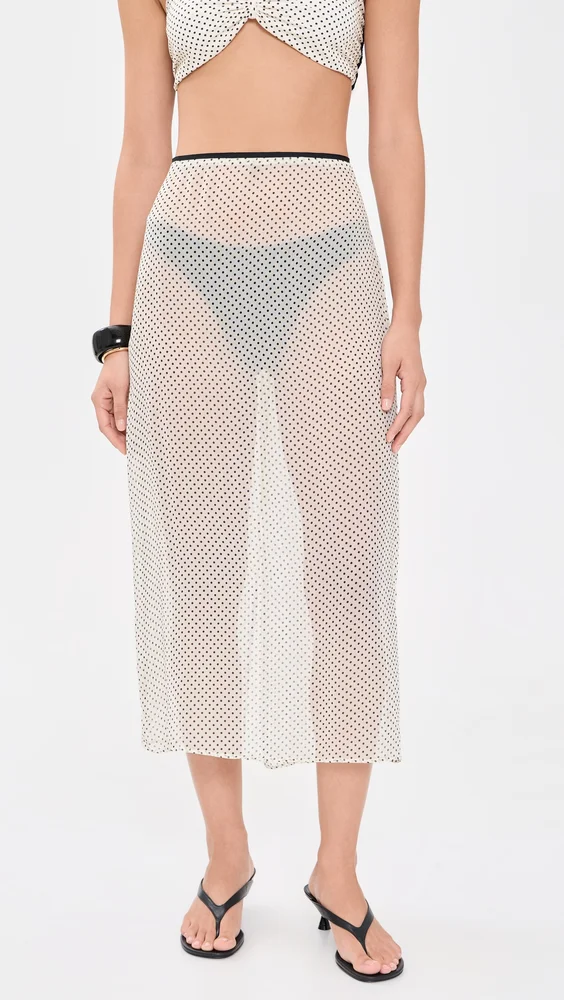 Sheer Polka-Dot Coverup Skirt