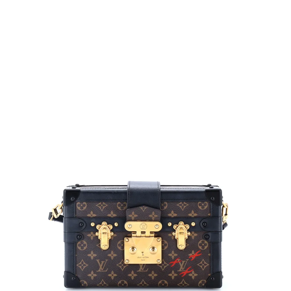 Petite Malle Handbag Monogram Canvas, Brown
