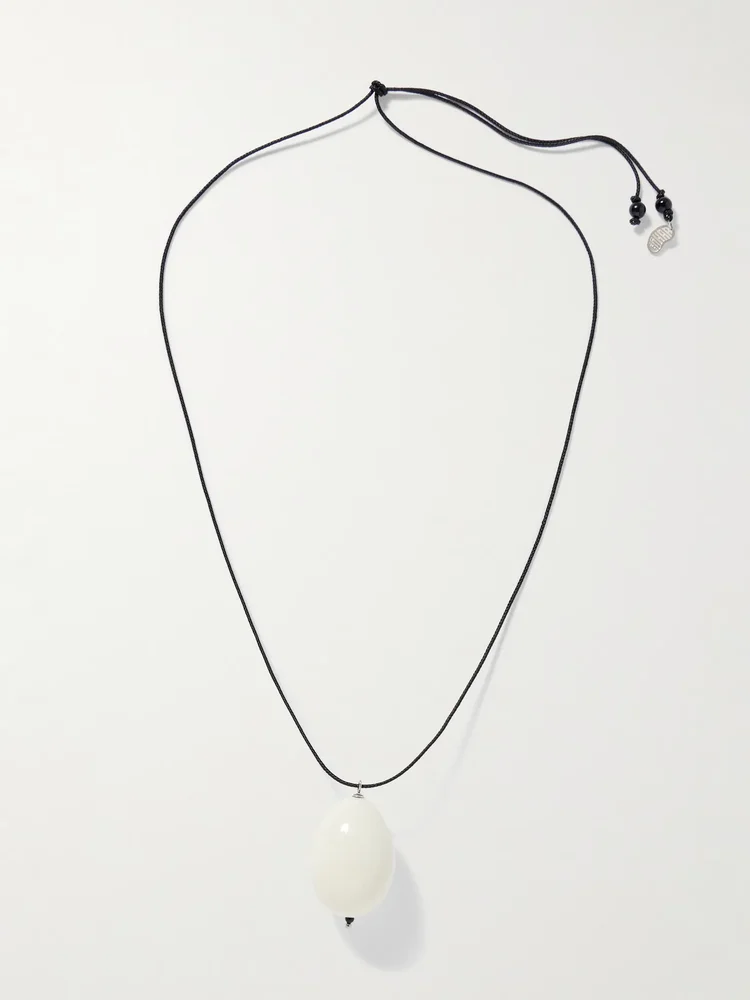 Host porcelain, silver and cord necklace