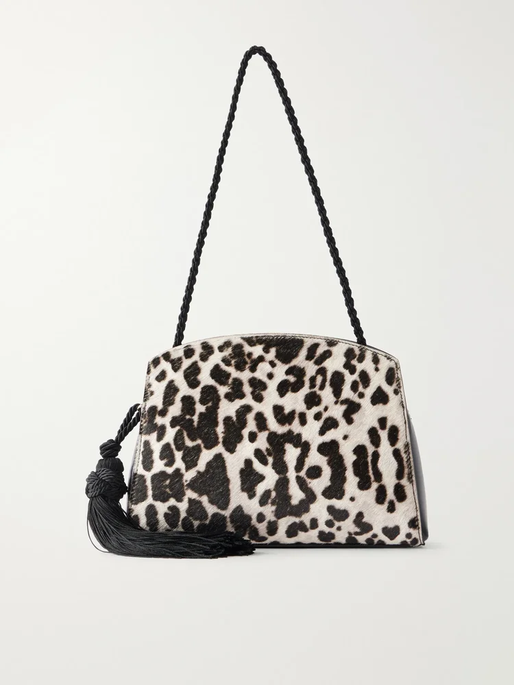 Tassel animal-print calf-hair shoulder bag