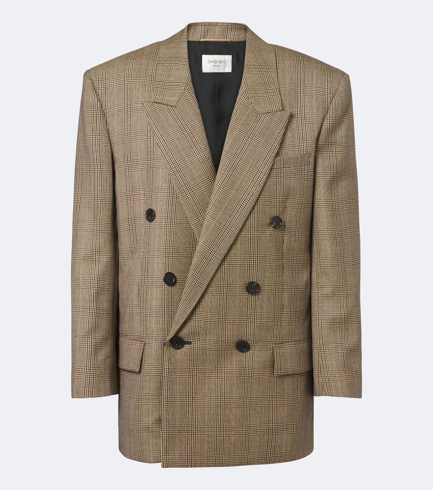 Prince of Wales check wool blazer