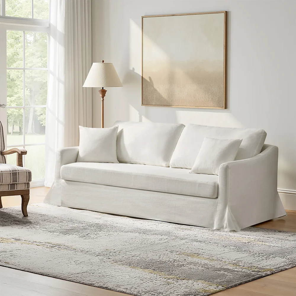 Wimberly 80.5" Farmhouse Upholstered Slipcovered Sofa