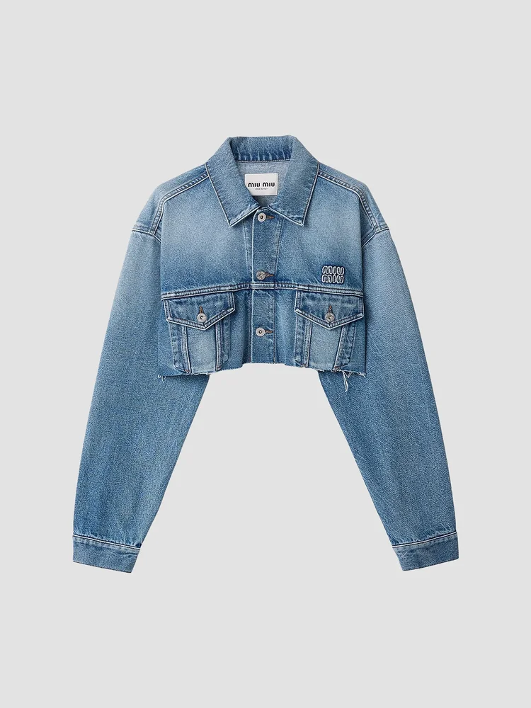 Cropped Washed Denim Jacket