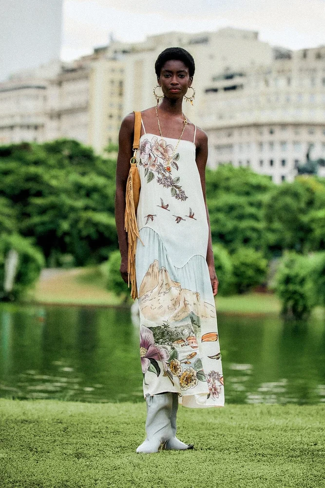 Farm Rio toile de rio sleeveless maxi dress