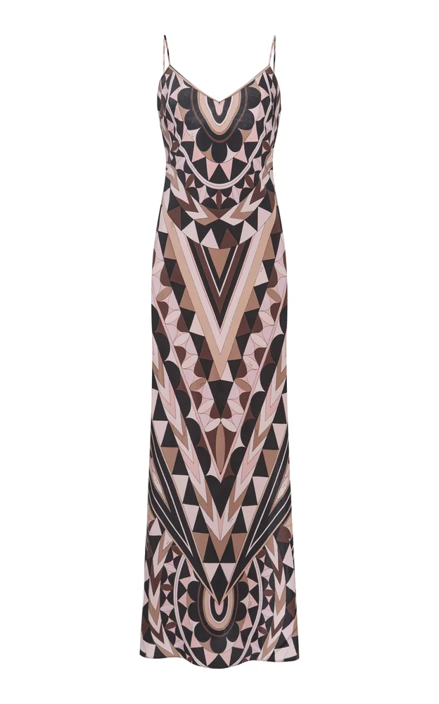 Printed Silk Crepe De Chine Maxi Dress