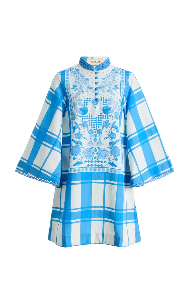 Cotton-Blend Mini Kaftan Dress