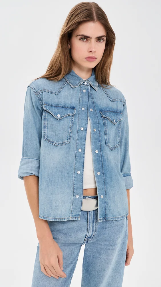 Denim Oversized Western Shirt
