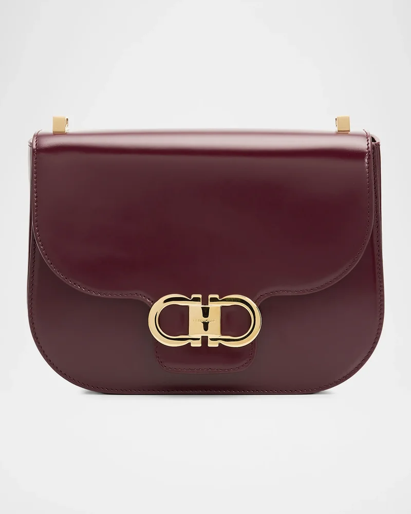 Double Gancini Leather Crossbody Bag