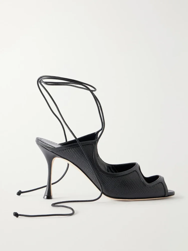 Prosta 90 cut-out snake-effect leather sandals