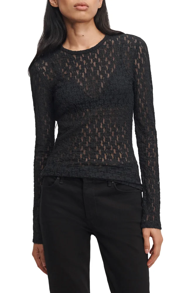 Bardot Long Sleeve Lace Top