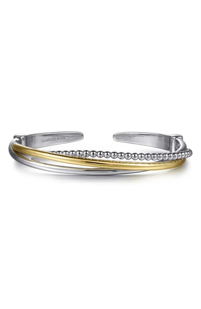 Sterling Silver & 14K Gold Crisscross Bracelet