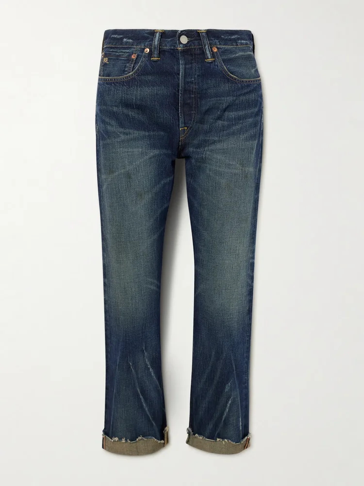 Cropped mid-rise straight-leg jeans