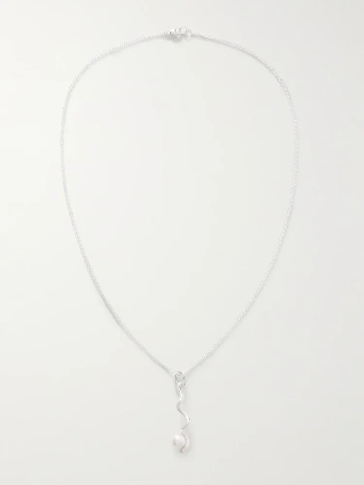 Teneille recycled sterling silver pearl necklace
