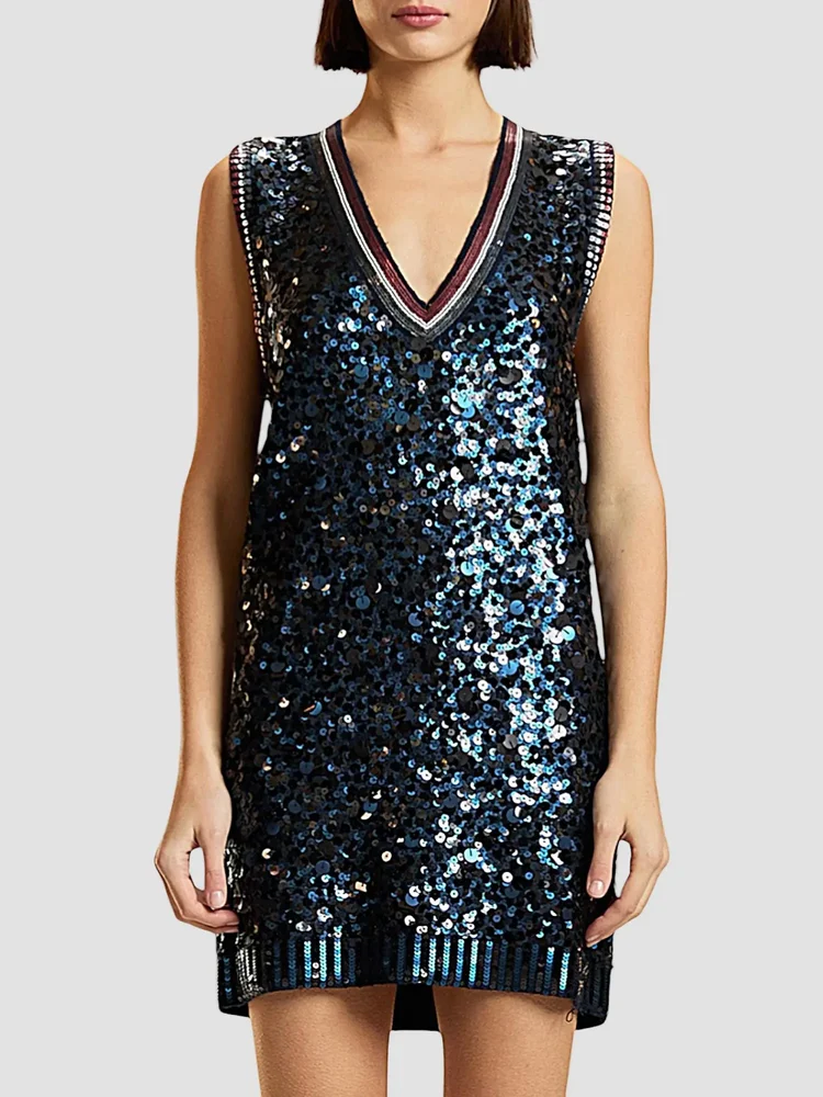 Blair Sequined Wool-Cashmere Minidress